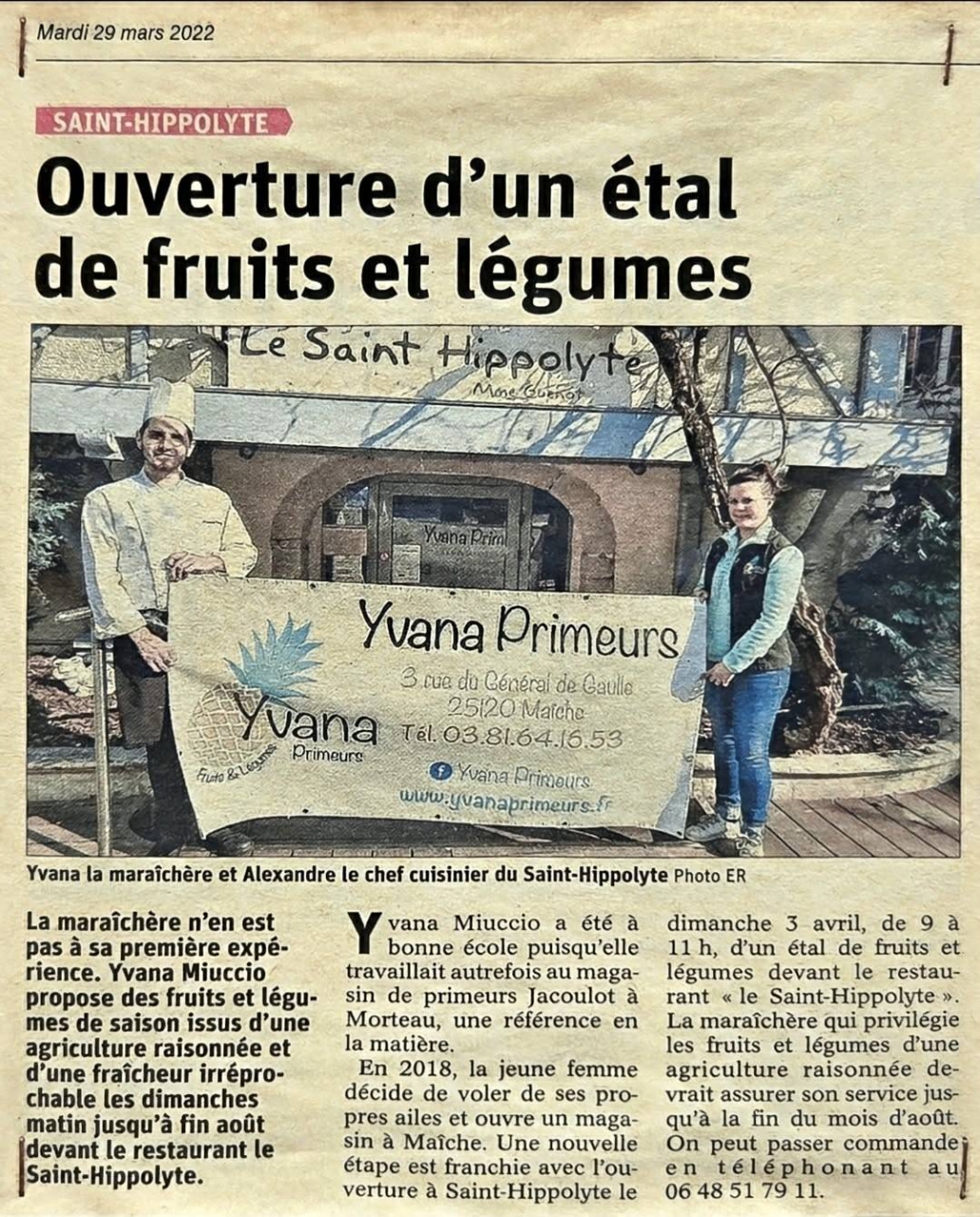 Presse - Le Saint Hippolyte - Restaurant Pays de Montbéliard - Restaurant Saint Hippolyte 25 - Restaurant Saint Hippolyte - meilleur resto SAINT-HIPPOLYTE